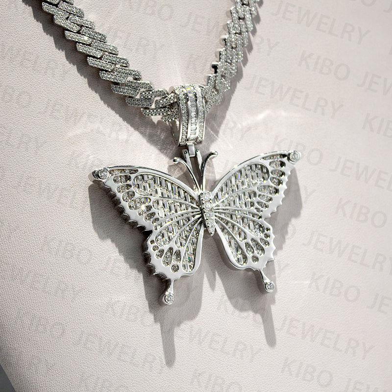 Custom Personalized Hip Hop Jewelry Moissanite Diamonds Butterfly Pendant