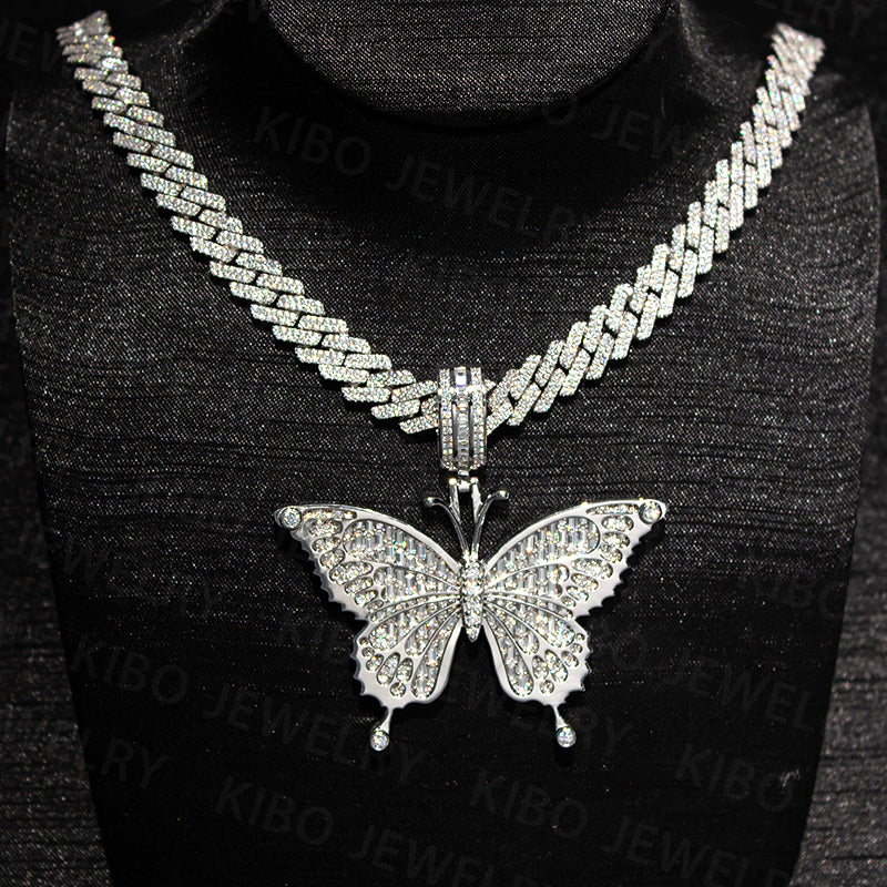 Custom Personalized Hip Hop Jewelry Moissanite Diamonds Butterfly Pendant