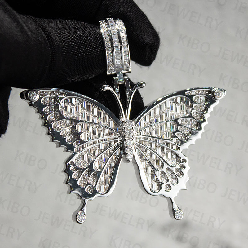 Custom Personalized Hip Hop Jewelry Moissanite Diamonds Butterfly Pendant