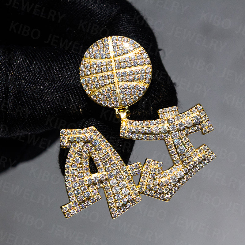 Mens Iced Out Custom Jewelry Letter 925 Sterling Silver VVS Moissanite Diamond Name Initial Logo Rapper Hip Hop Pendant