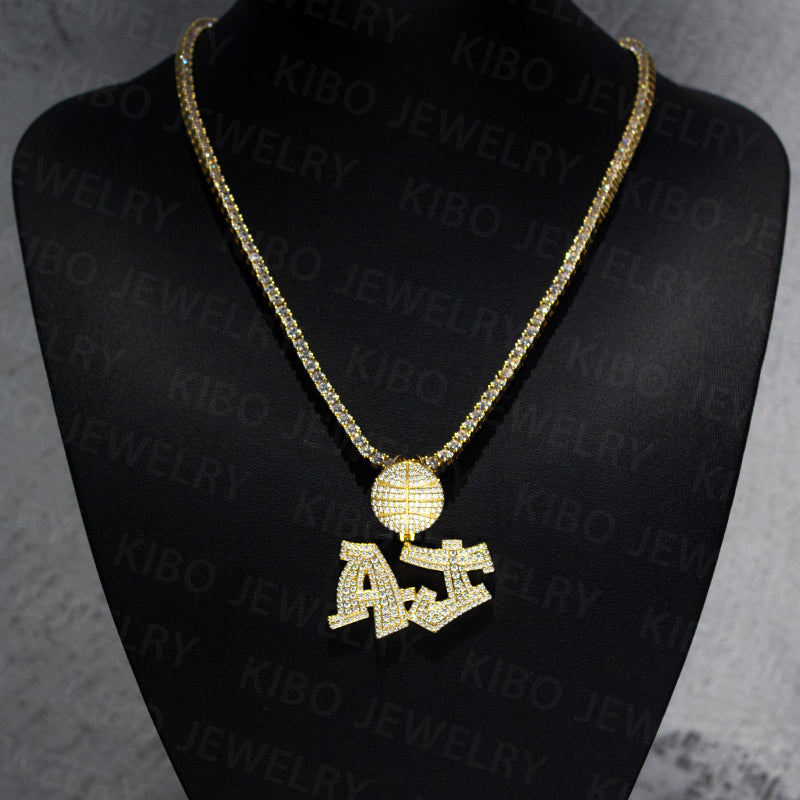 Mens Iced Out Custom Jewelry Letter 925 Sterling Silver VVS Moissanite Diamond Name Initial Logo Rapper Hip Hop Pendant