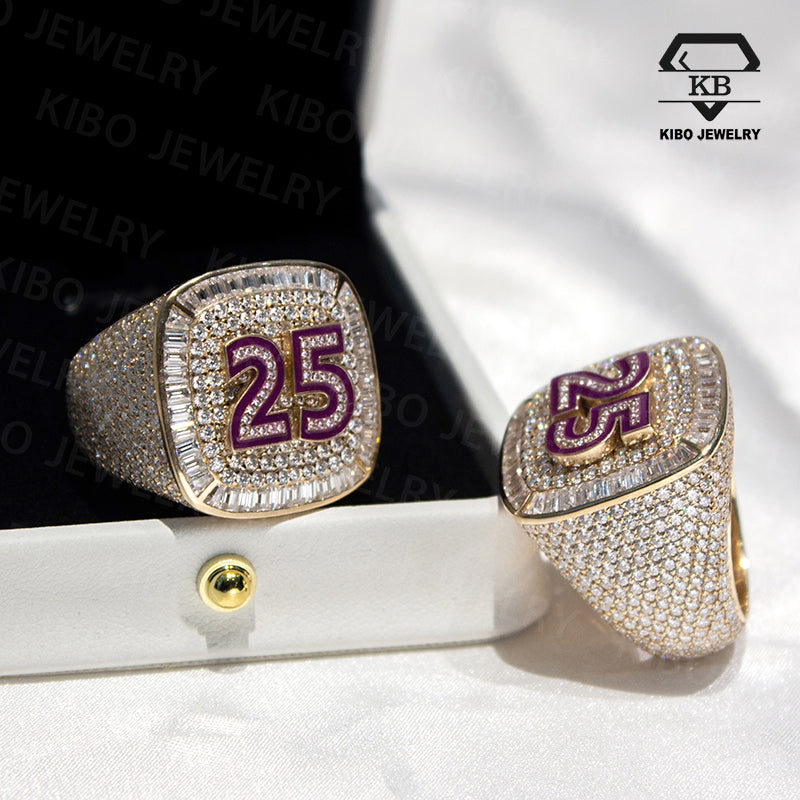 Custom Logo Jewelry Hip Hop Vvs Real Gold Moissanite Diamond Iced Out Championship Rapper Rings