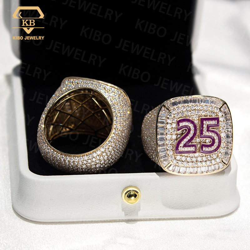 Custom Logo Jewelry Hip Hop Vvs Real Gold Moissanite Diamond Iced Out Championship Rapper Rings