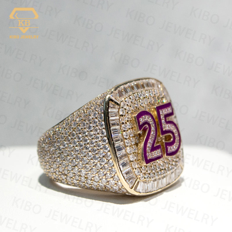 Custom Logo Jewelry Hip Hop Vvs Real Gold Moissanite Diamond Iced Out Championship Rapper Rings