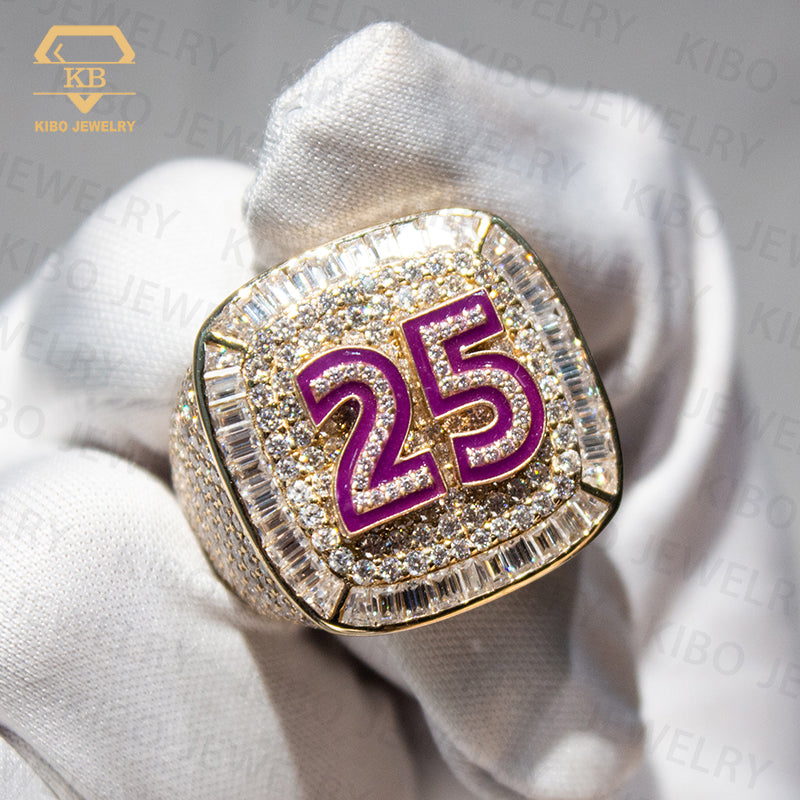 Custom Logo Jewelry Hip Hop Vvs Real Gold Moissanite Diamond Iced Out Championship Rapper Rings