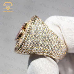 Custom Championship 925 Silver Rings Iced Out Gold Plated Baguette Moissanite Ring