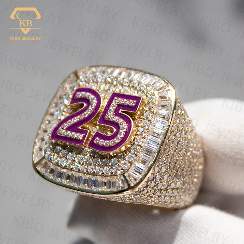 Custom Logo Jewelry Hip Hop Vvs Real Gold Moissanite Diamond Iced Out Championship Rapper Rings