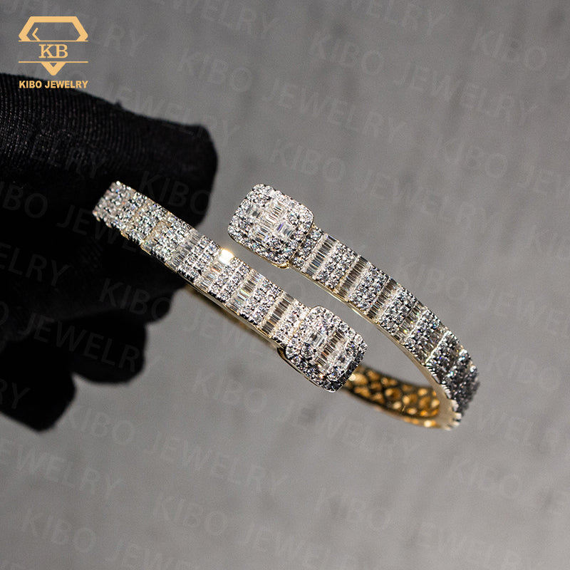 Hip Hop Bust Down Jewelry Iced Out Baguette Moissanite Bracelet For Men Bangle