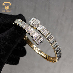 Fine Jewelry 925 Silver Iced Out Baguette Moissanite Bracelet Bangles