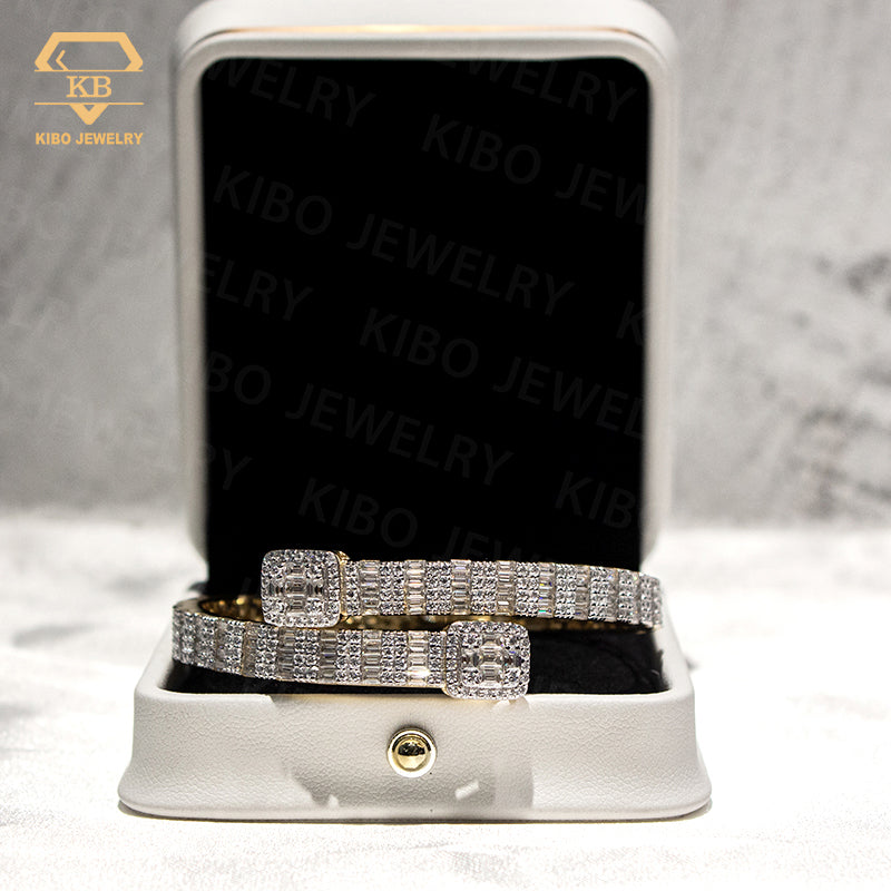 Hip Hop Bust Down Jewelry Iced Out Baguette Moissanite Bracelet For Men Bangle