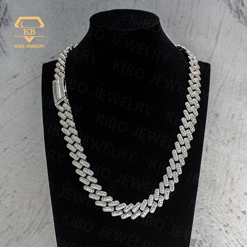 925 Silver Iced Out Moissanite 15mm VVS Moissanite Cuban Link Chain