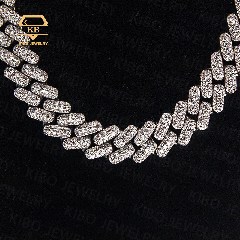 925 Silver Iced Out Moissanite 15mm VVS Moissanite Cuban Link Chain