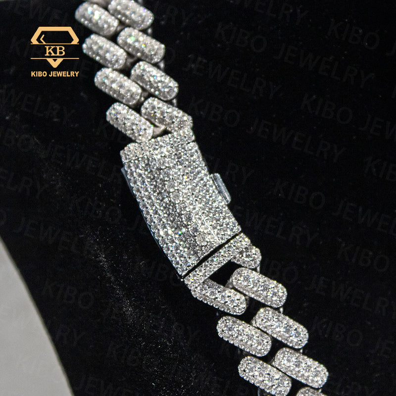 925 Sterling silver Cuban chain vvs Clustered Moissanite Cuban Chain Link