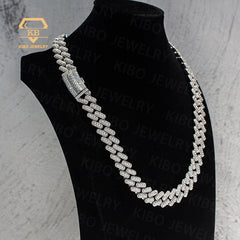 925 Silver Iced Out Moissanite 15mm VVS Moissanite Cuban Link Chain