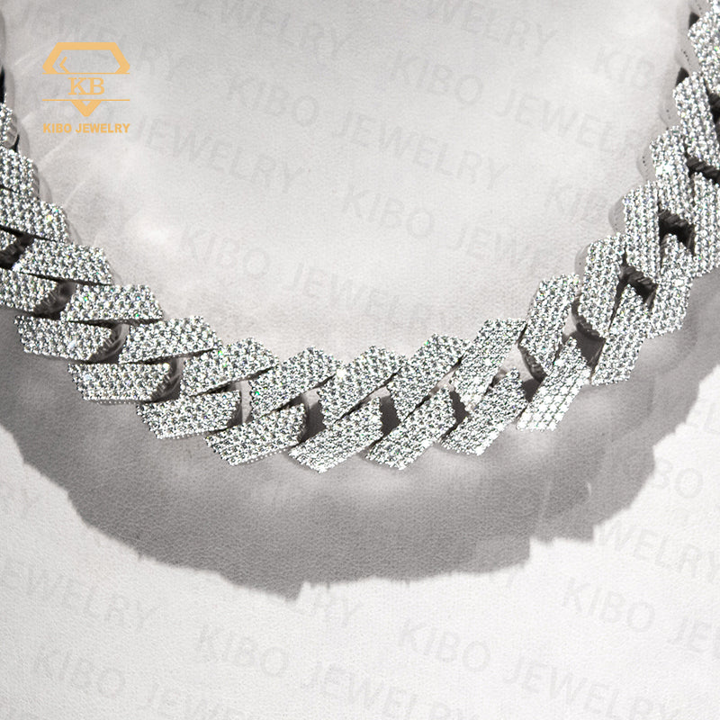 Heavy 925 Silver 20mm Moissanite Cuban link chain for HipHop Necklace