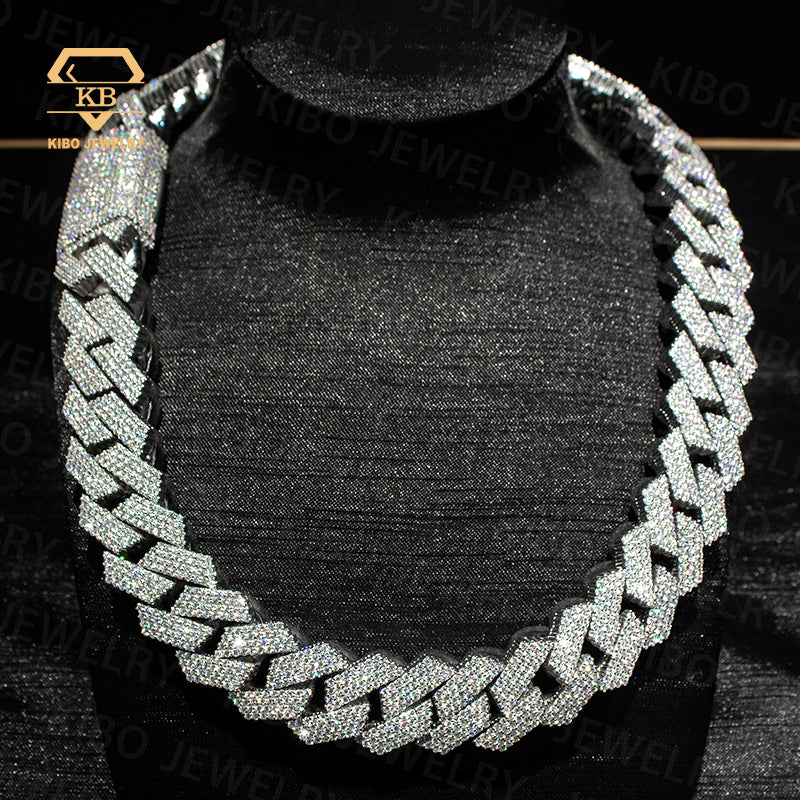 Heavy 925 Silver 20mm Moissanite Cuban link chain for HipHop Necklace