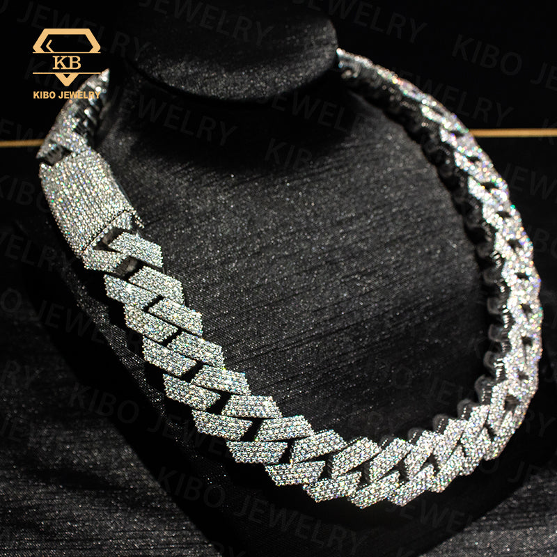 Heavy 925 Silver 20mm Moissanite Cuban link chain for HipHop Necklace