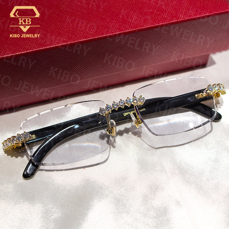 Hip Hop Jewelry Iced Out Glasses Buffalo Horn Moissanite Sunglasses