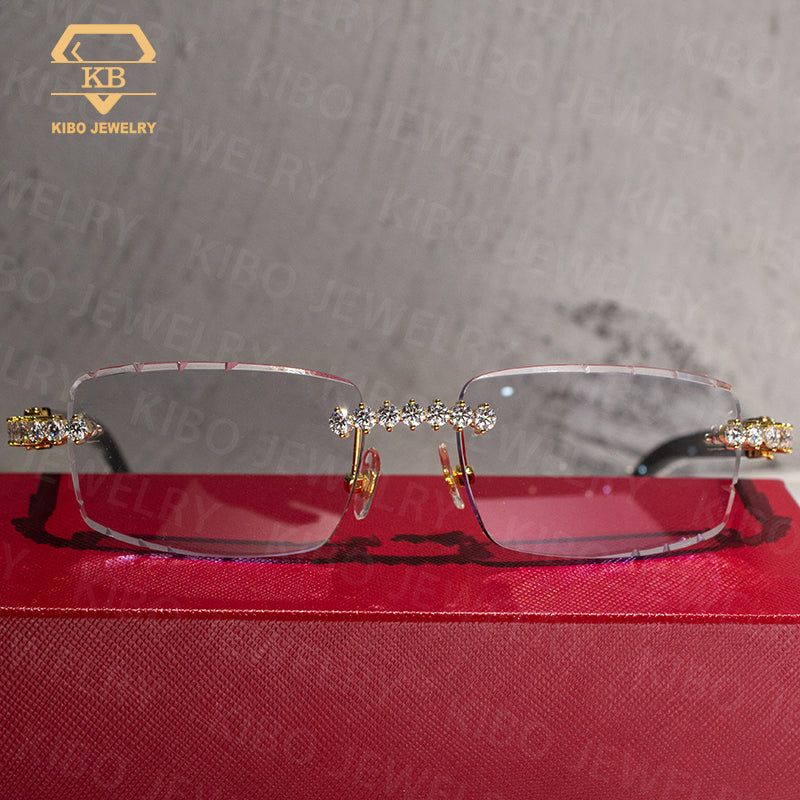 Hip Hop Jewelry Iced Out Glasses Buffalo Horn Moissanite Sunglasses