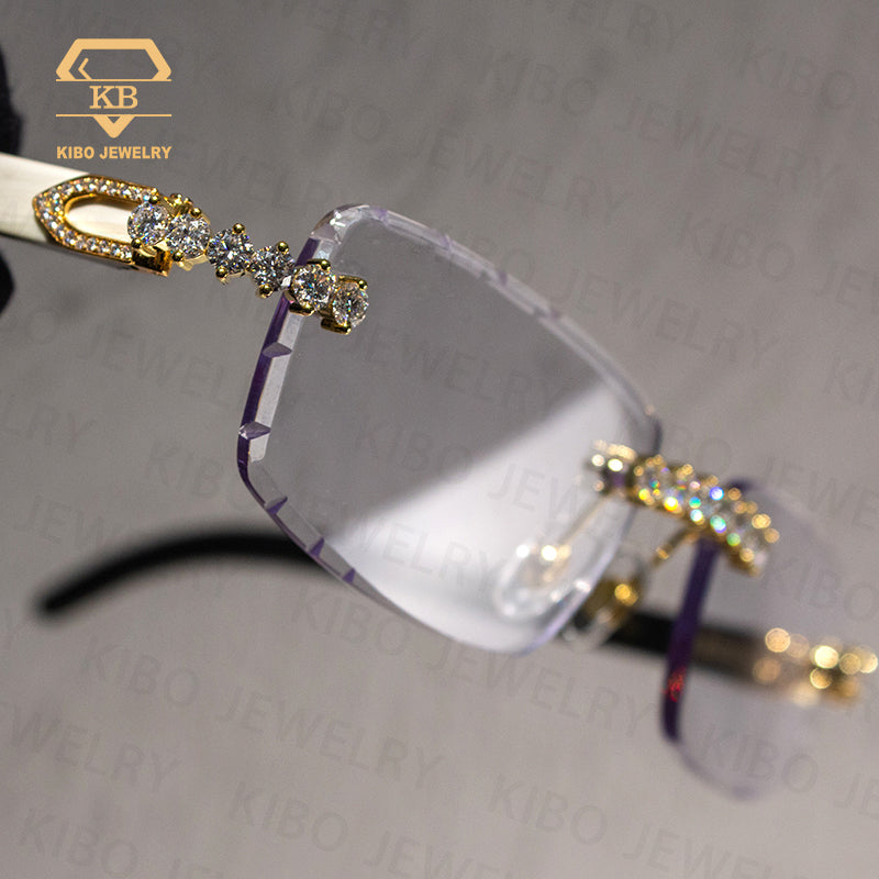 Hip Hop Jewelry Iced Out Glasses Buffalo Horn Moissanite Sunglasses