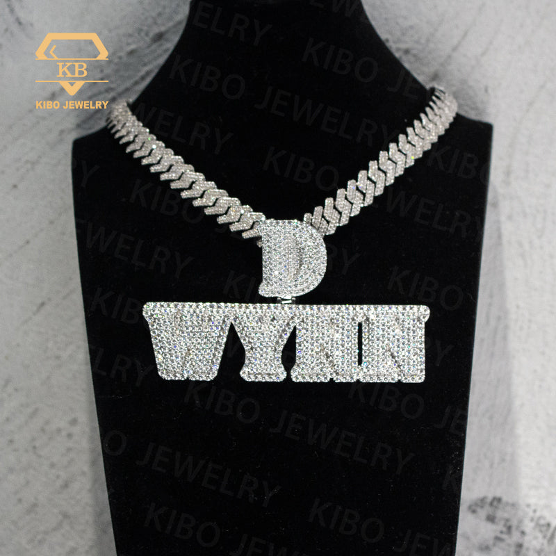 Hip Hop Jewelry Logo Iced Out Custom Letter 925 Sterling Silver Vvs Moissanite Pendant