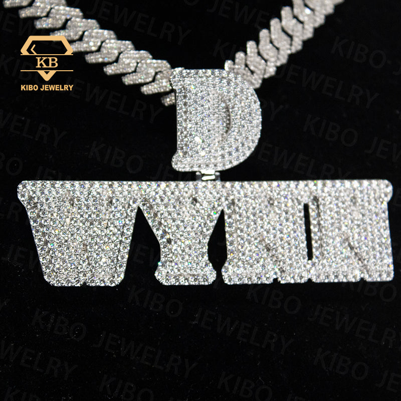 Hip Hop Jewelry Logo Iced Out Custom Letter 925 Sterling Silver Vvs Moissanite Pendant