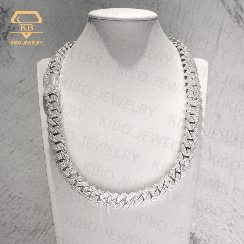 925 silver 14mm moissanite cuban link chain