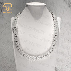 Mens Heavy Silver 925 14mm Hip Hop Iced Out Moissanite Cuban Link Chain