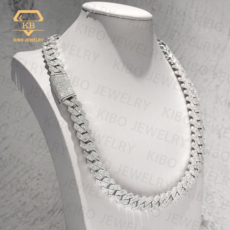 925 silver 14mm moissanite cuban link chain