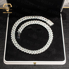 Mens Heavy Silver 925 14mm Hip Hop Iced Out Moissanite Cuban Link Chain