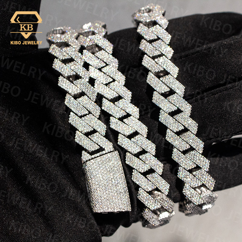 925 silver 14mm moissanite cuban link chain