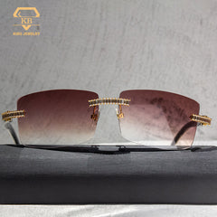 hip hop jewelry rapper iced out baguette moissanite buffalo horn sunglasses