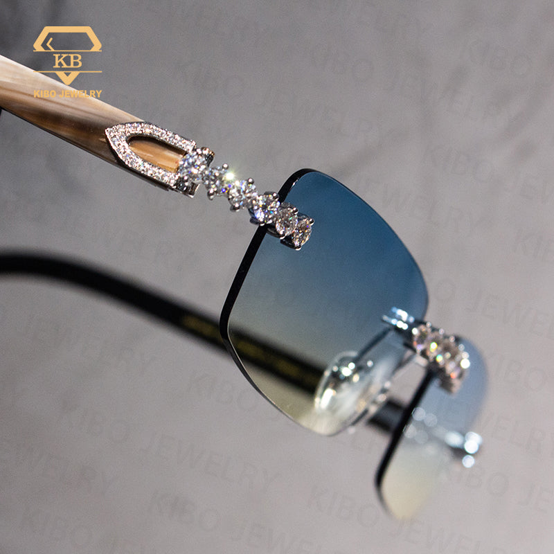 Hip Hop Iced Out Glasses Buffalo Horn VVS Moissanite Sunglasses