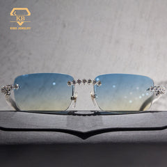 Hip Hop Iced Out Glasses Buffalo Horn VVS Moissanite Sunglasses