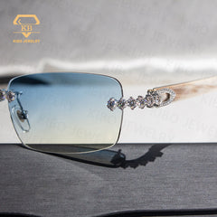 Hip Hop Rapper Custom Iced Out Moissanite Buffalo Horn Sunglasses